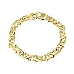 Men's Mariner Link Bracelet 14k Solid Yellow Gold Handmade 37 Gr  8.4 mm 