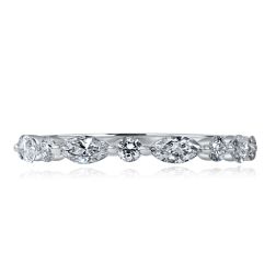0.70 Ct Round and Marquise Lab Grown Diamond Wedding Ring 14k White Gold
