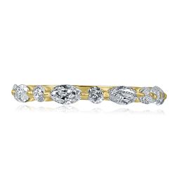 0.70 Ct Round and Marquise Lab Grown Diamond Wedding Ring 14k Yellow Gold