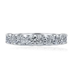 1.30CT Round and Radiant Cut Lab Grown Diamond Alternating Band 14k White Gold