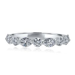 1.20 Ct Round and Oval Cut Lab Grown Diamond Alternating Band 14k White Gold