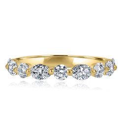 1.20 Ct Round and Oval Cut Lab Grown Diamond Alternating Band 14k Gold